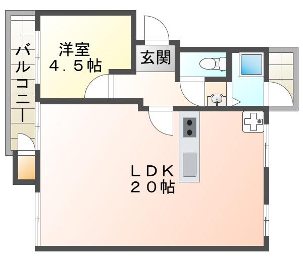 狩口台29号棟(1LDK/4階)の間取り写真