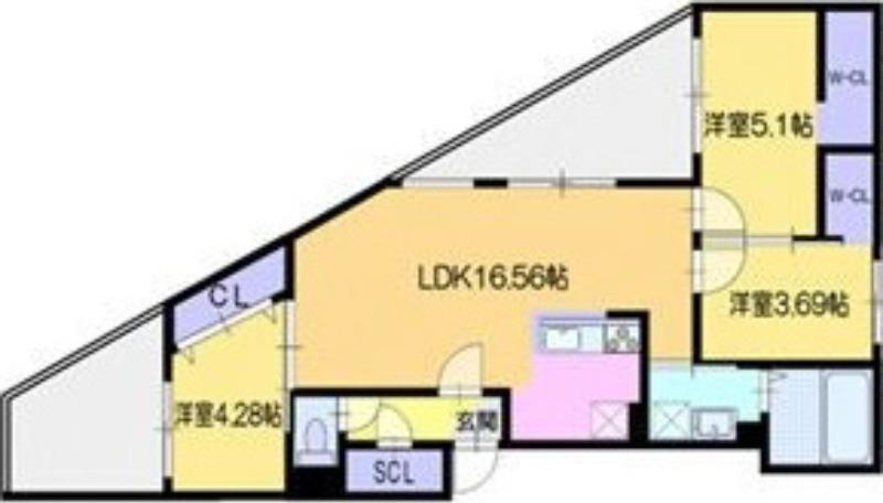 ラ・シュエット北大前(3LDK/1階)の間取り写真