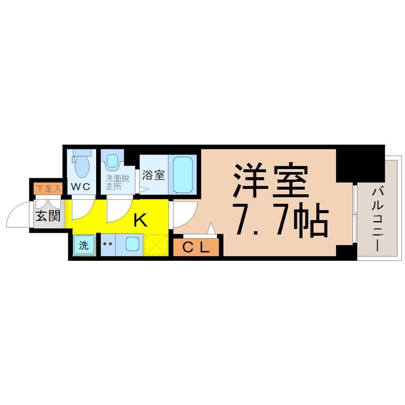 プレサンス東別院駅前II(1K/2階)の間取り写真