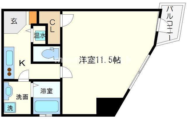 レジデンス本町(1K/11階)の間取り写真