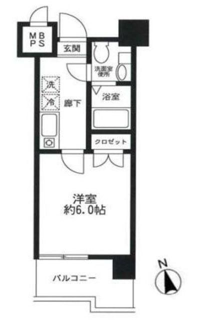 ドゥーエ川口(1K/4階)の間取り写真