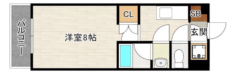 フィンリー大濠BAYウエスト(1K/2階)の間取り写真