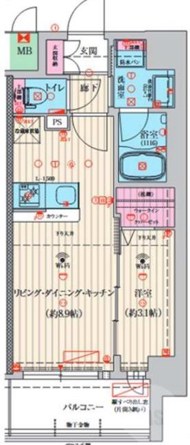 ファーストフィオーレ江坂ガーデン(1LDK/6階)の間取り写真