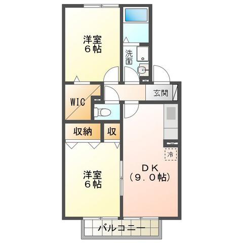 ノースステラA(2DK/2階)の間取り写真