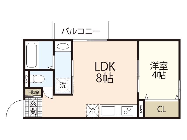 CLE DU BONHEUR (1LDK/1階)の間取り写真