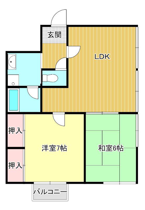 グランデールII(2LDK/2階)の間取り写真