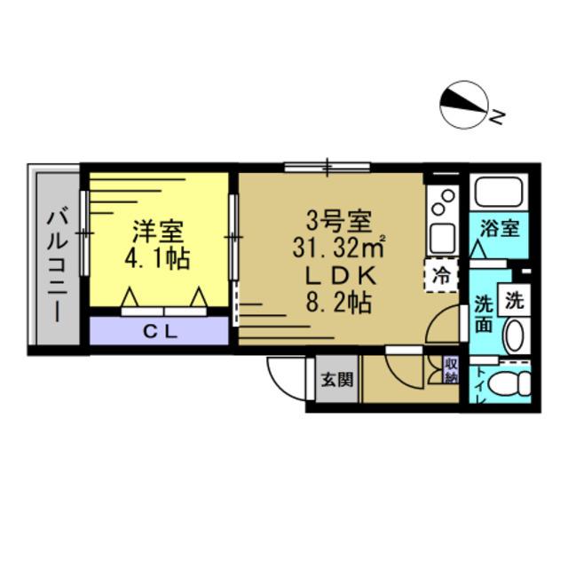 KAIROS(1LDK/2階)の間取り写真