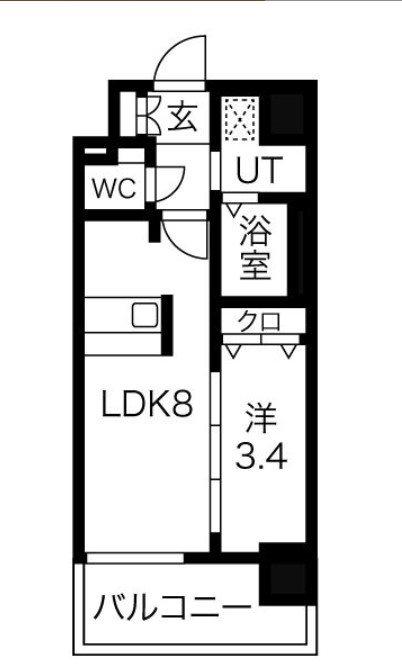 ディアレイシャス尾頭橋(1LDK/6階)の間取り写真