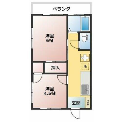第1岸マンション(2K/2階)の間取り写真