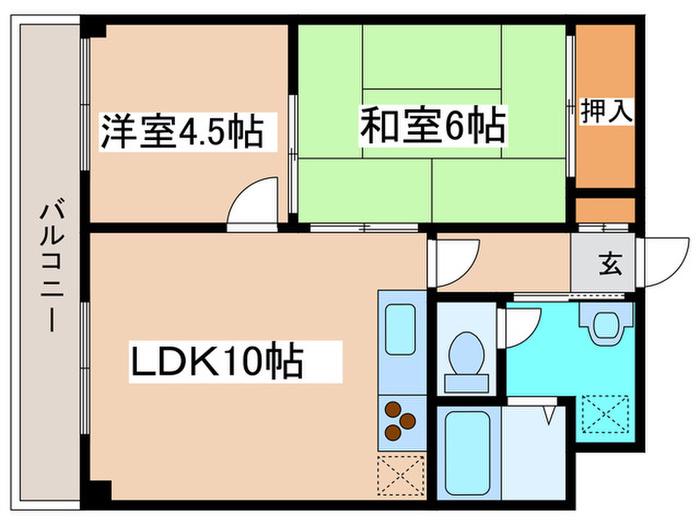 レジデンススズラン(2LDK/4階)の間取り写真