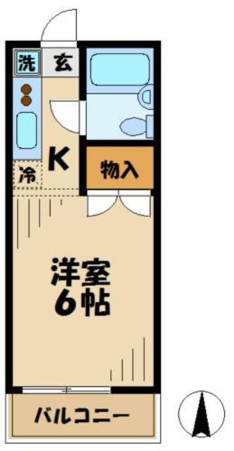 ハイツ小野路(1K/1階)の間取り写真