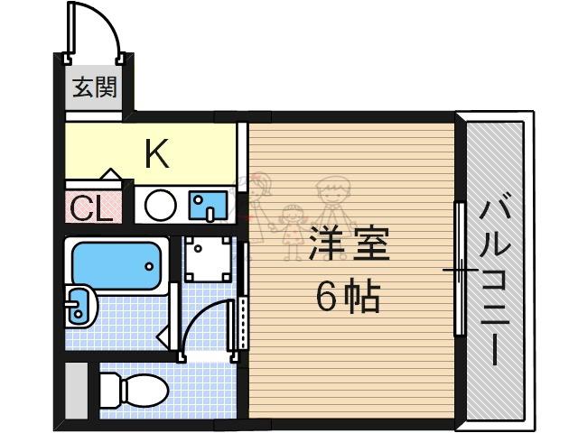 ハーベスト長居(1K/3階)の間取り写真
