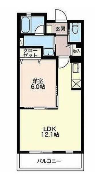 グリーングラス(1LDK/2階)の間取り写真