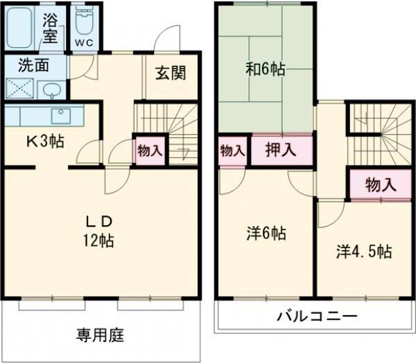 ファニータウン坂口F(3LDK/1階)の間取り写真