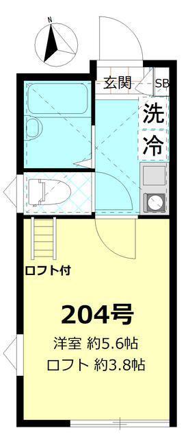 メイプルコート曳舟(1K/2階)の間取り写真