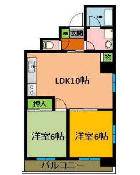 エトワール王子(2LDK/2階)の間取り写真