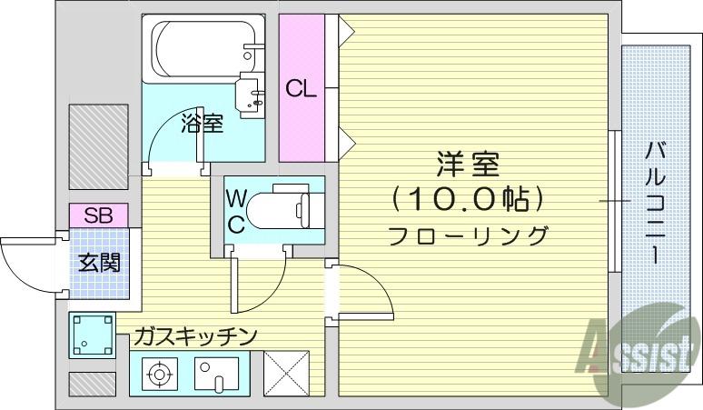 メゾンコモッド(1K/2階)の間取り写真