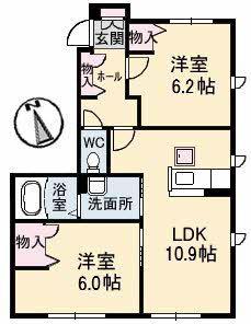 アルトーレ カーサ A棟(2LDK/1階)の間取り写真