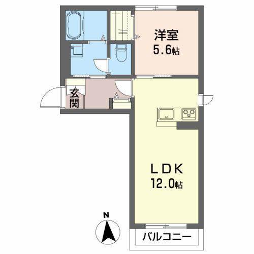 CASA VERT ATH(1LDK/2階)の間取り写真