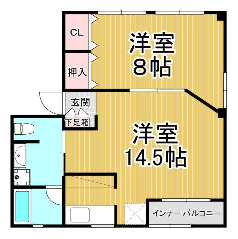 ライズ・イング西宮(1LDK/3階)の間取り写真