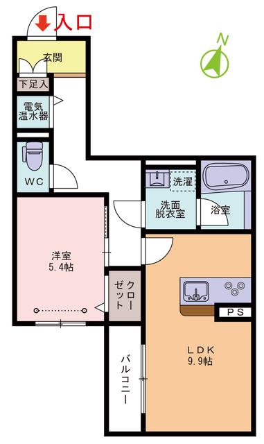 ムーリエ(1LDK/3階)の間取り写真