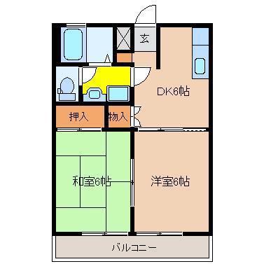 コーポTAKASU(2DK/1階)の間取り写真