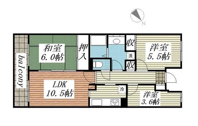 クレールメゾン(3LDK/1階)の間取り写真