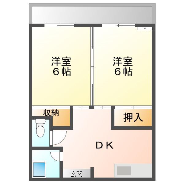 ワコービル(2DK/2階)の間取り写真