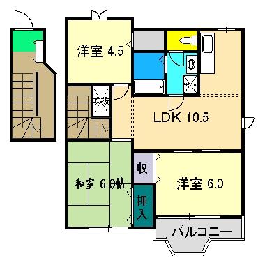 エンゼルハイツ高須(3LDK/2階)の間取り写真