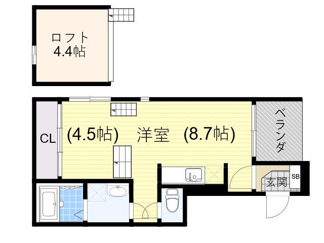 STAGE 今福西(ワンルーム/1階)の間取り写真