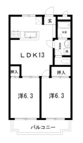 ガーデンハイツ永野III(2LDK/1階)の間取り写真