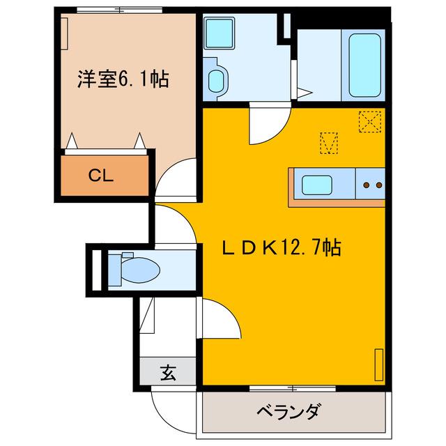 LEBEN清流(1LDK/1階)の間取り写真