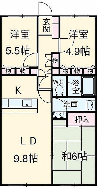 エスポワール藤が丘(3LDK/2階)の間取り写真