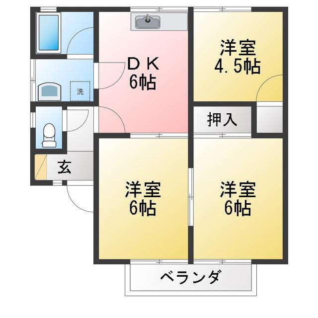 レジデンスエルムII(3DK/1階)の間取り写真