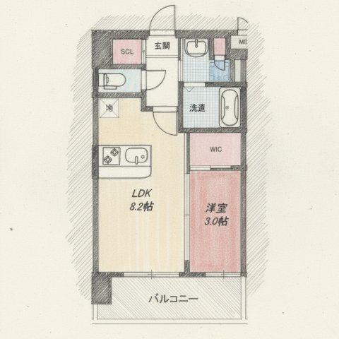 LUXE新大阪Ⅵ(1LDK/5階)の間取り写真