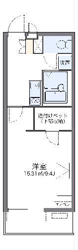 レオパレスけやき(1K/1階)の間取り写真
