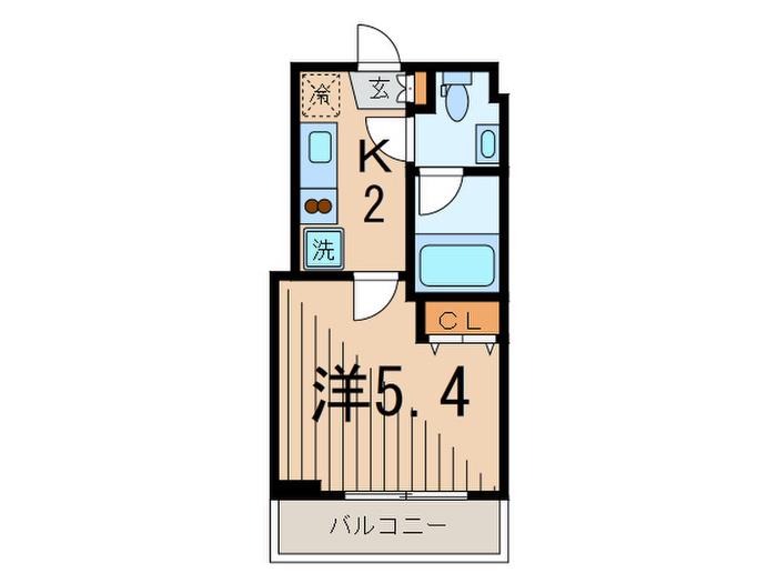 グランアセット自由ヶ丘(1K/2階)の間取り写真