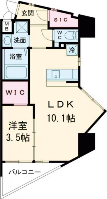 ウィングス重住(1LDK/8階)の間取り写真