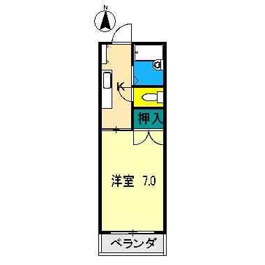 ドミール葛島(1K/3階)の間取り写真