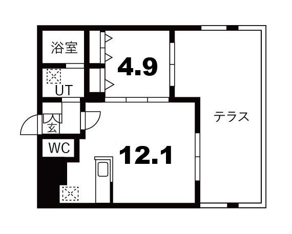 URBAN FLATS千歳(1LDK/1階)の間取り写真