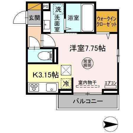 RISE(1K/1階)の間取り写真