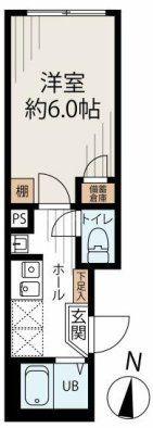 GARDENCOURTさくら通(1K/2階)の間取り写真