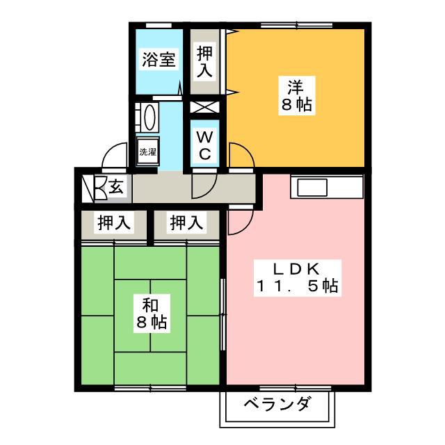 グランホリゾンD(2LDK/1階)の間取り写真