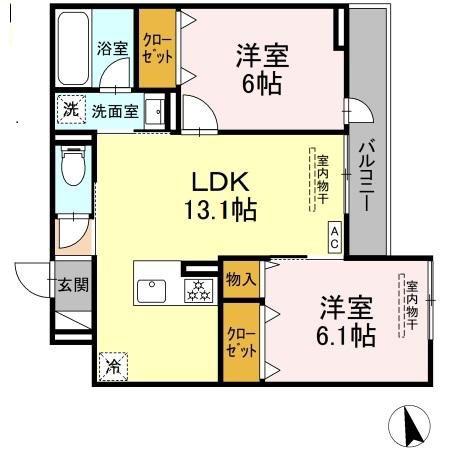 トリシア円行2丁目プロジェクト(2LDK/3階)の間取り写真