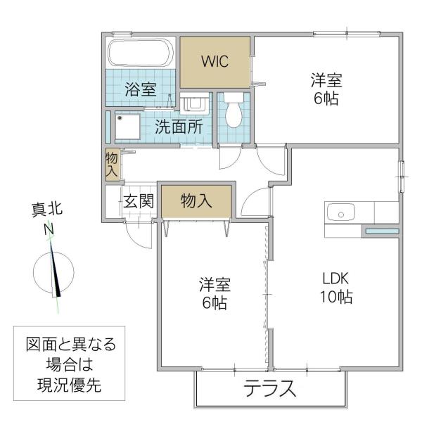 リビングタウンみどりの L棟(2LDK/1階)の間取り写真
