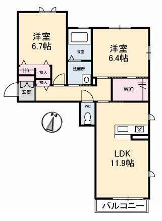 シャーメゾンヴァンベール(2LDK/3階)の間取り写真