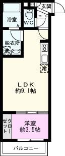 メゾン・ドゥ・アッシュ越谷(1LDK/1階)の間取り写真