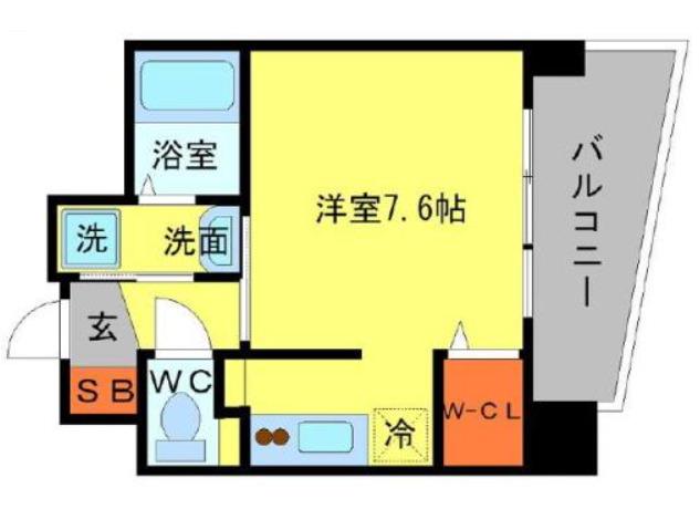 ウィスタリア京橋(ワンルーム/8階)の間取り写真