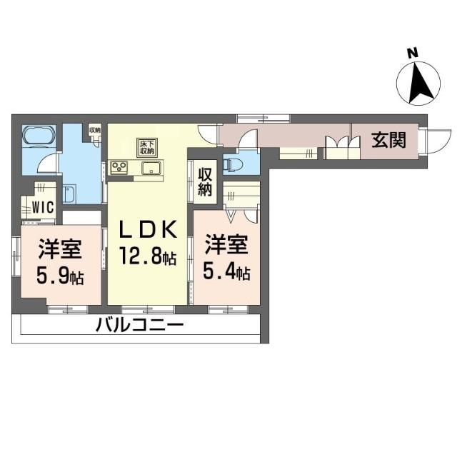 シャーメゾン湘南茅ヶ崎香川(2LDK/1階)の間取り写真