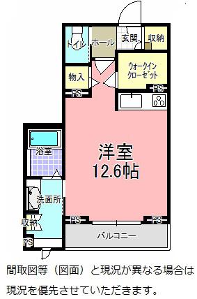 エクラール白梅(ワンルーム/2階)の間取り写真